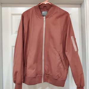 🔥 Coral Raw Pink Salmon Bomber Zip Jacket